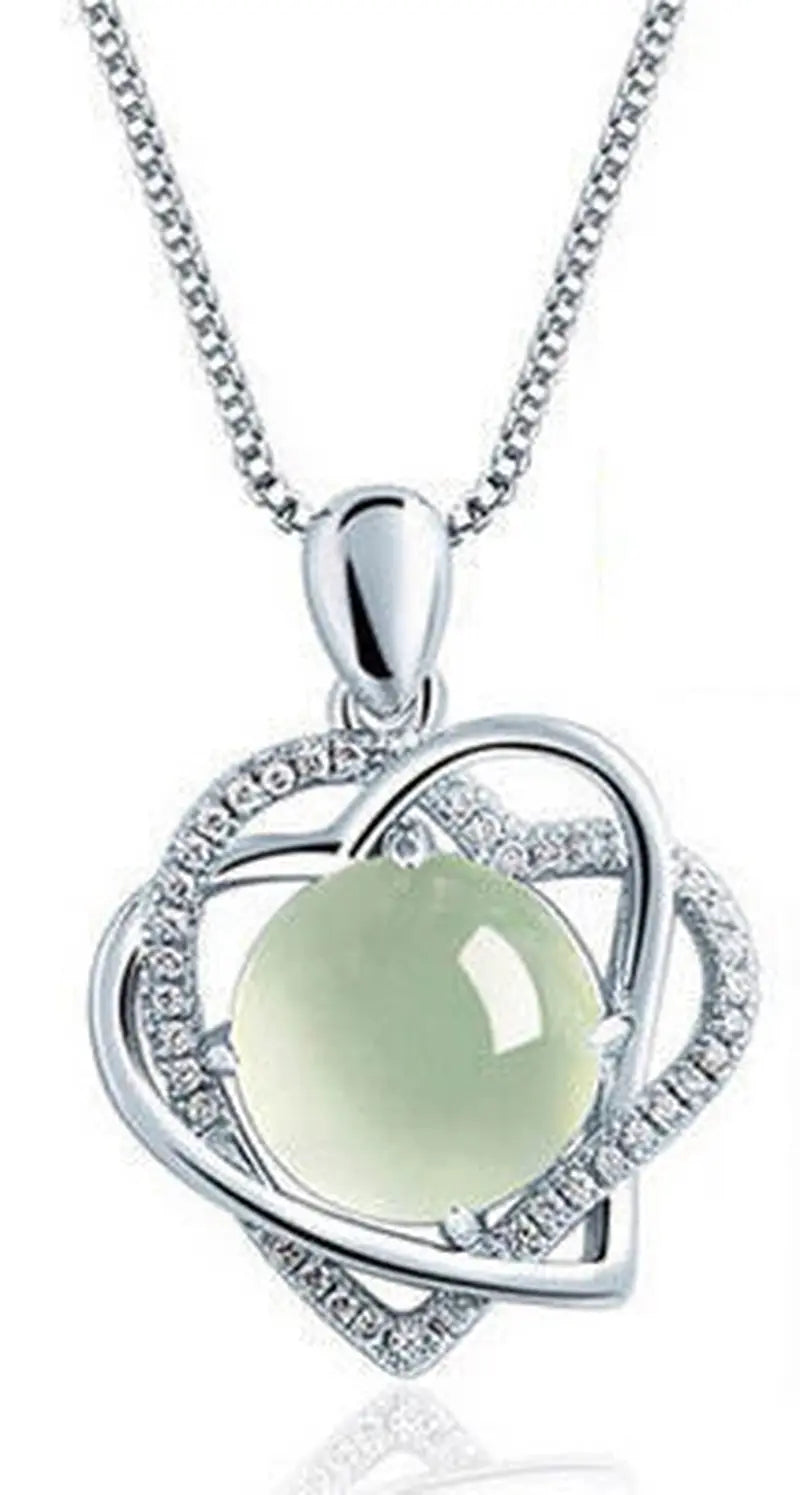 Top Quality Cat Eye Stone Heart Necklace Women Cubic Zirconia Pendants Necklaces Accessory